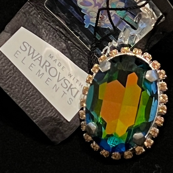 Rodrigo Otazu Aurora Borealis Swarovski Crystal Earrings, NWT, silver setting - Picture 3 of 6